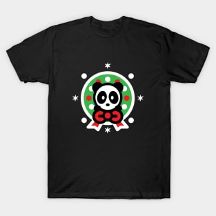 Panda Christmas Wreath Bambu Brand Holiday Present Snowman Winter Santa Snow T-Shirt